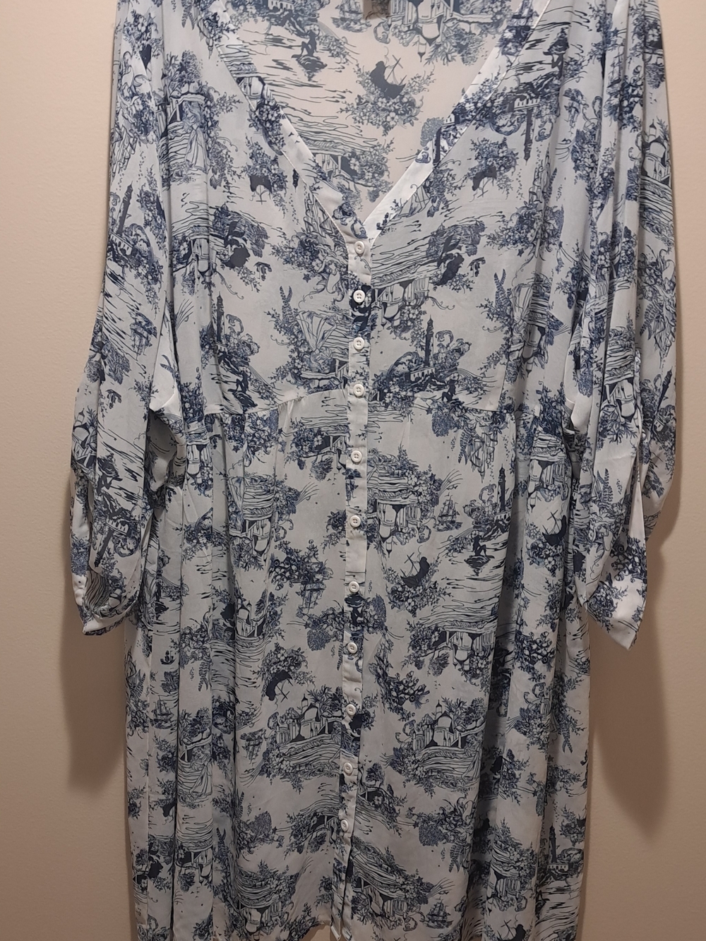 Disney TORRID  Blue and White Toile Little Mermaid Button-Front Tunic /Dress 5x